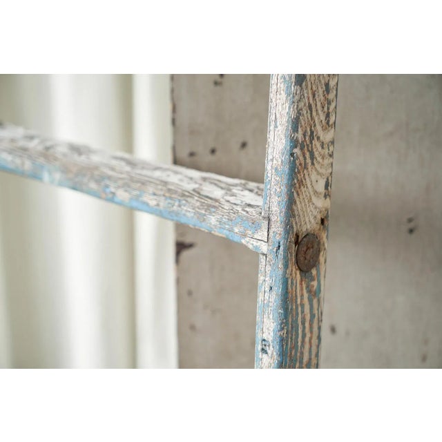 Brown Antique Wooden Ladder in Weathered Paint, 1930s For Sale - Image 8 of 11