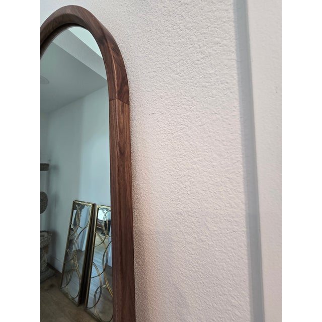 New Curva Danish Modern Style Dark Walnut Floor Mirror For Sale - Image 12 of 13
