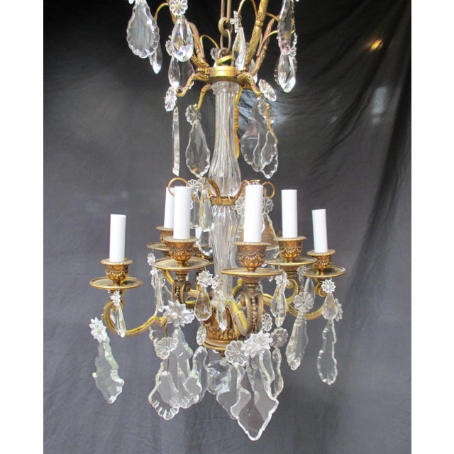French Gilt Bronze 8 Light Crystal Chandelier Circa 1900 For Sale - Image 4 of 18
