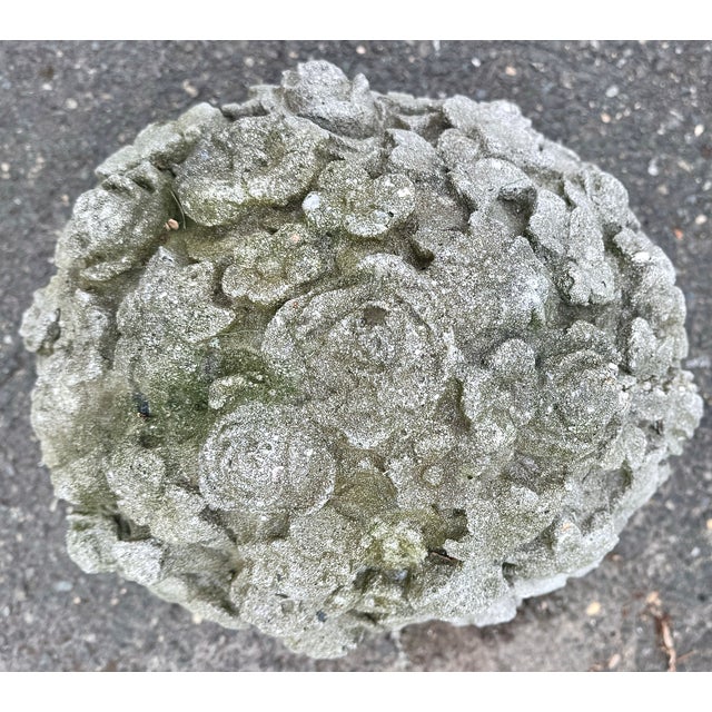 Cast Stone Flower Basket Sculpture Garden Ornament Mid 20th Century For Sale - Image 17 of 18