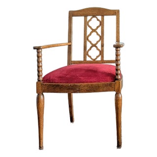 Mid Century Rococo Revival Armchair With Red Velvet Seat For Sale