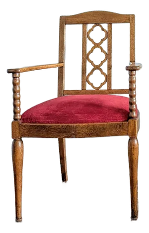 Mid Century Rococo Revival Armchair With Red Velvet Seat
