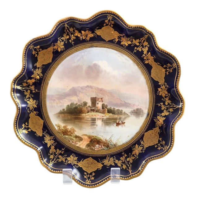 An exceptional set of four English cabinet plates produced by Aynsley in c.1888 and decorated by Joseph James Birbeck...