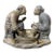 Vintage Shiwan Ware "Shared Joy" Figurine | Handmade Ceramic Elderly Couple Sculpture | 13" Wide For Sale