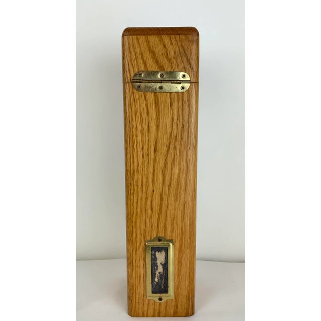 Wood 1950s Oak Fireplace Matches Holder With Brass Lion For Sale - Image 7 of 12