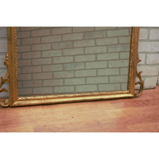 Glass Vintage Italian Ornate Carved Gold Leaf Wall Mirror For Sale - Image 7 of 9