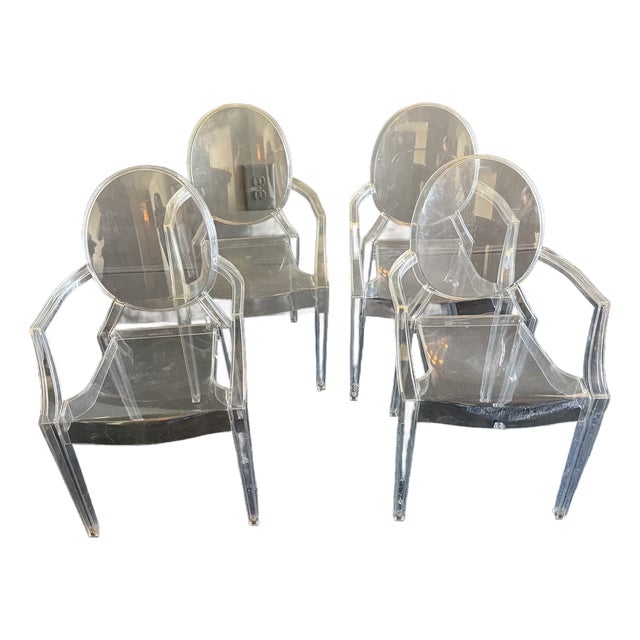 Set of 4 Lou Lou Ghost Chairs by Kartell For Sale