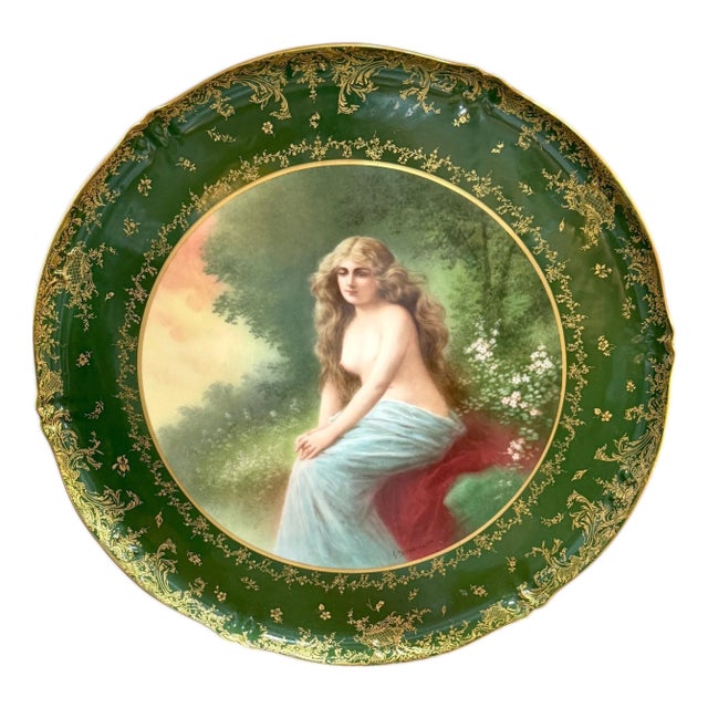 17.5" Theodore Haviland Limoges Vienna Style Portrait Charger, Solitude, c. 1900 For Sale