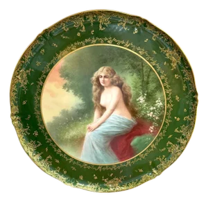 17.5" Theodore Haviland Limoges Vienna Style Portrait Charger, Solitude, c. 1900