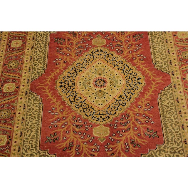 Textile 1980s Shabby Chic Rust/Gold Turkish Hand-Knotted Rug -4'10 X 5'11 For Sale - Image 7 of 8