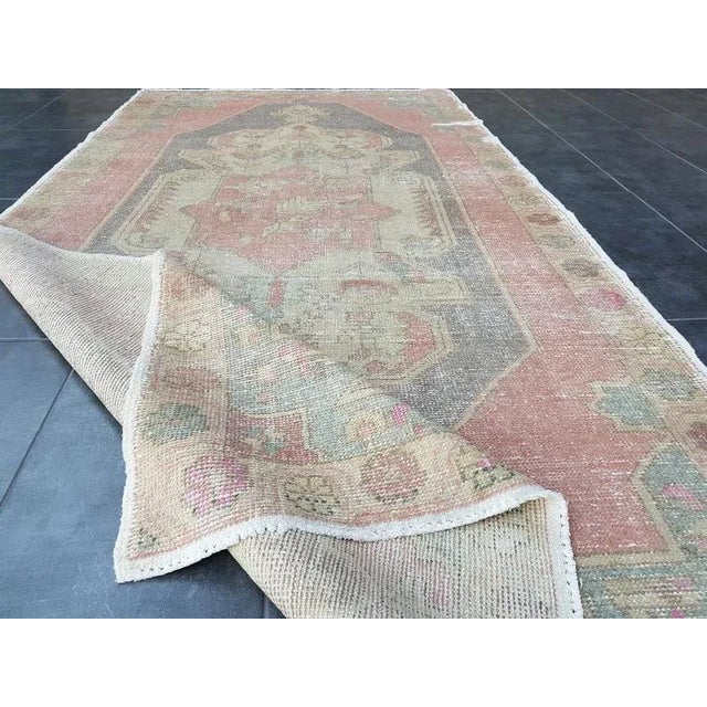 1960s Vintage Turkish Handmade Rug-4’3’x8’5" For Sale - Image 9 of 11