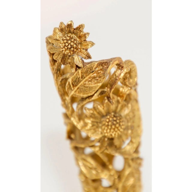 Hollywood Regency Vintage Matson Ormolu Gold Tone Metal Filigree Bud Vase Holder 1940's For Sale - Image 3 of 13