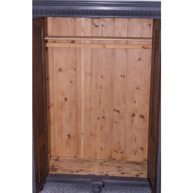 Large Three-Column Grey Pine Wardrobe with Carved Fronts, 1895 For Sale - Image 9 of 17