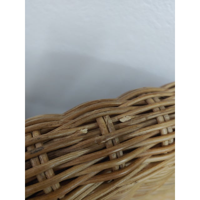 Late 20th Century Wicker & Mahogany Arm Chairs, a Pair For Sale - Image 11 of 11