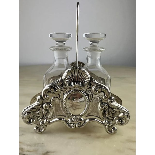 Gray Italian Oil and Vinegar Set in 800 Silver and Crystal, 1990 For Sale - Image 8 of 10