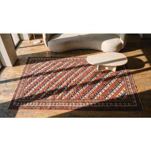 Extraordinary Ivory and Red Color With Symmetrical Design Antique Caucasian Shirvan Runner Rug For Sale - Image 14 of 15