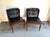 Midcentury Black Leather/Wood Tufted Side Chairs - Pair For Sale - Image 6 of 10