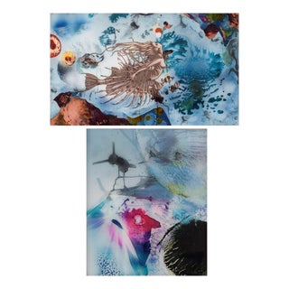 Pablo Sumbhu, Mermaid & Abstract Composition, 1970, Watercolors, Set of 2 For Sale