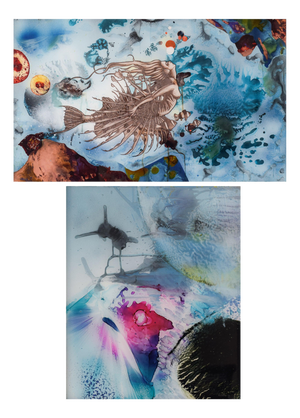 Pablo Sumbhu, Mermaid & Abstract Composition, 1970, Watercolors, Set of 2
