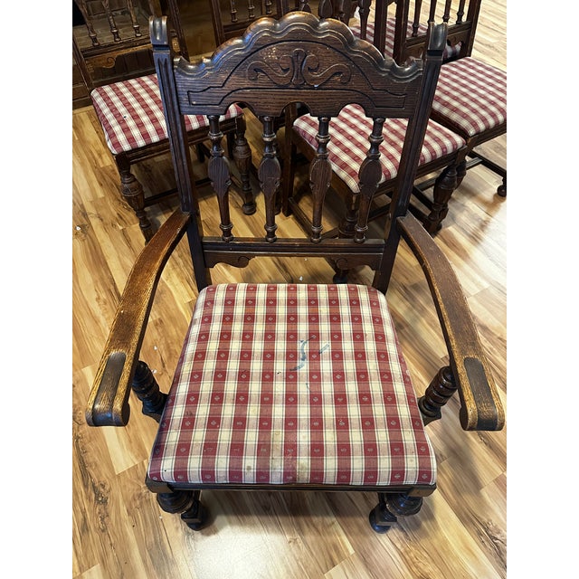1940s Set of 6 Vintage Drexel Furniture Co. Jacobean Revival Dining Chairs For Sale - Image 5 of 9