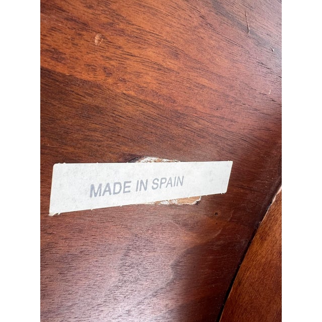 1990s William Switzer Round Foyer Table Center Entry Way Inlay With Claw Feet Made in Spain For Sale - Image 13 of 14