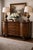 English Antique Solid Oak Sideboard Cabinet With Carved Gallery Rail & Original Wood Pulls For Sale - Image 3 of 12