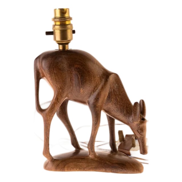 African Ethnographic Carved Wood Tapir Lamp Holder For Sale