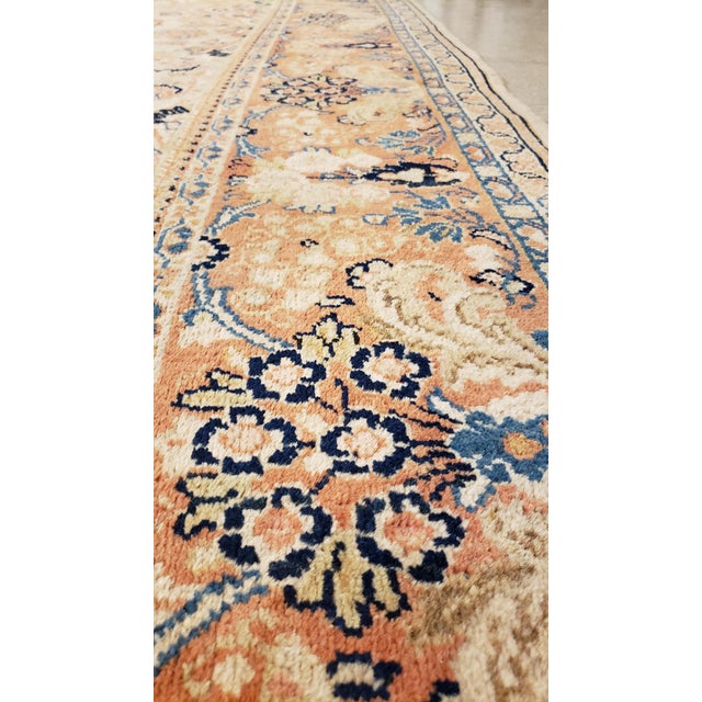 Antique Mahal Rug, Handmade Oriental Rug, Pale Green, Rust and Navy Blue For Sale - Image 14 of 18