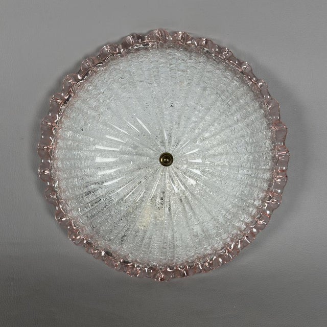 Murano Glass Ceiling Lamp with Pink Edge, 1970s For Sale - Image 4 of 12