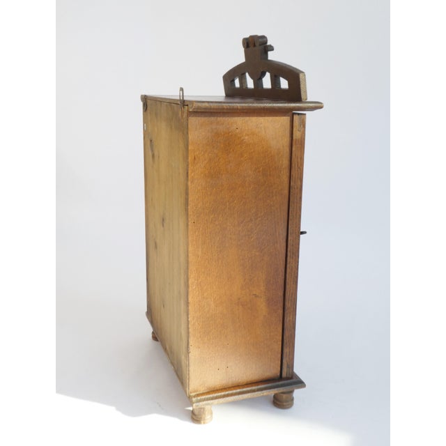 Wood Vintage Dutch Oak Medicine Cabinet with Brass Decor, 1920s For Sale - Image 7 of 9