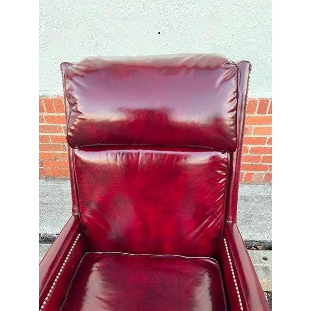 Hickory Furniture Burgundy Leather Swivel and Rocker Office Chair