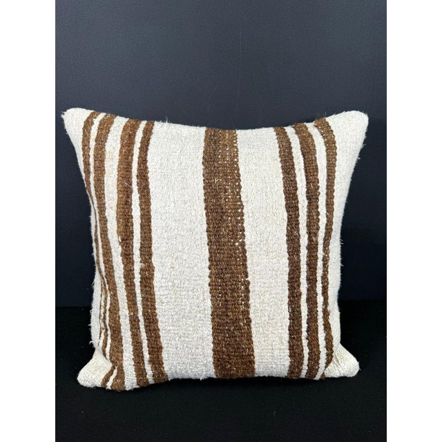Turkish Hemp Pillow Cushion Natural Beige Brown Cushion Cover 20x20 For Sale - Image 4 of 4