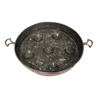 Large Solid Copper Escargot Pan Tin Round Pan For Sale