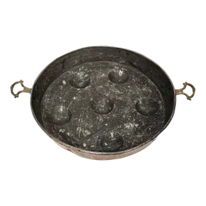 Mid-Century French Copper Escargot Pan With Brass Handles – Artisan Cookware Design 17"
