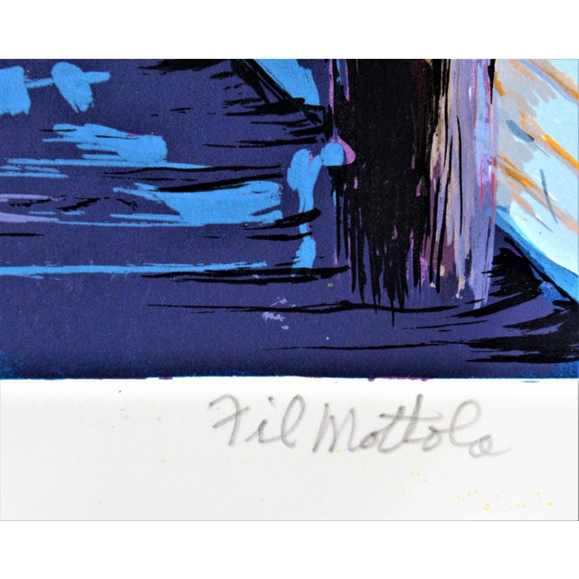 Filastro (Phil) Mottola, "The Wharf" Large original color serigraph, Circa 1980 For Sale In San Francisco - Image 6 of 9