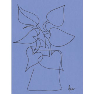 Cassandra Auker "1 Line Minimalist Botanic #2" Contemporary Minimalist Original Drawing For Sale