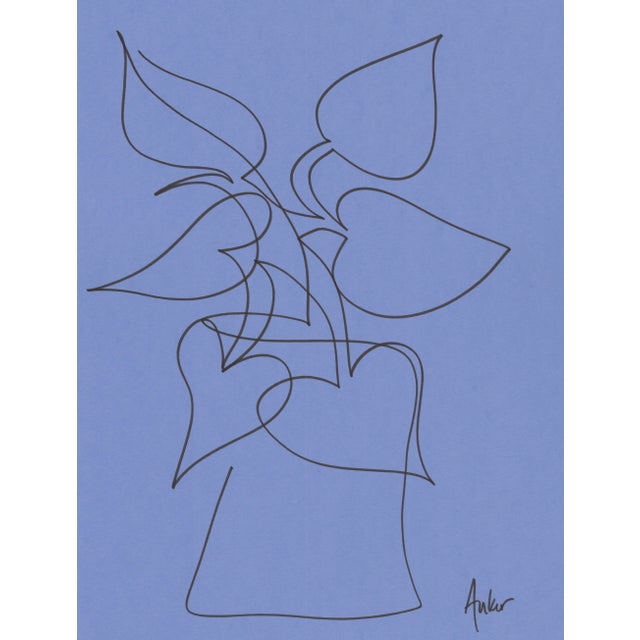 Cassandra Auker "1 Line Minimalist Botanic #2" Contemporary Minimalist Original Drawing For Sale