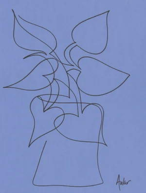 Cassandra Auker "1 Line Minimalist Botanic #2" Contemporary Minimalist Original Drawing