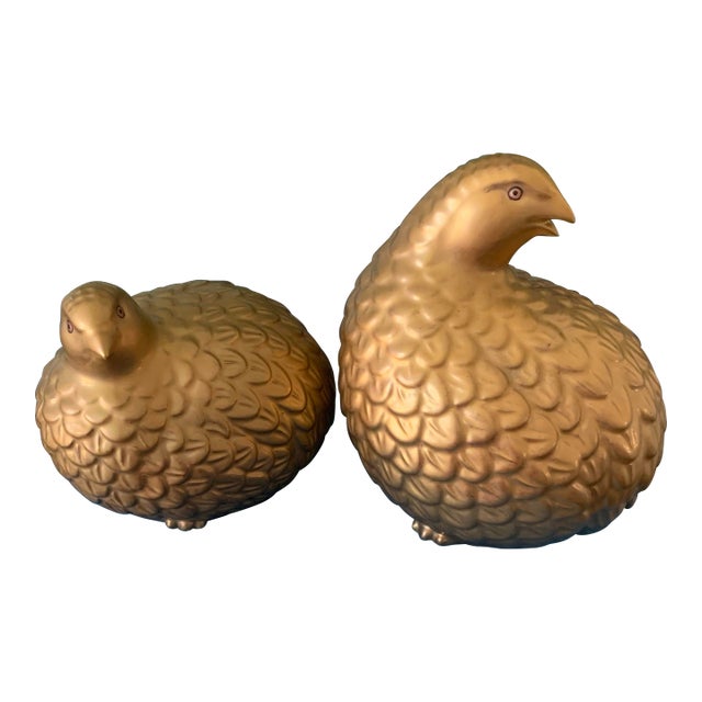 Pair of Vintage Ceramic Quail For Sale