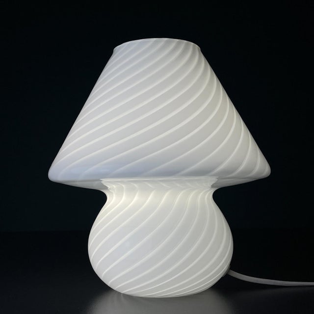Vintage Swirl Murano Glass Table Lamp Mushroom, Italy, 1970s For Sale - Image 4 of 15