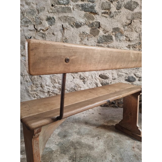 Vintage French Wooden Bench, 1920s For Sale - Image 13 of 16