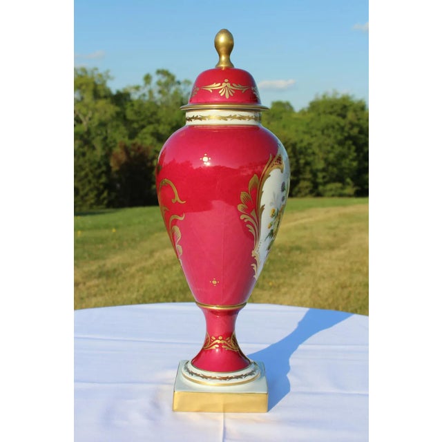 Limoges, France Mid 20th Century Hand Painted Limoges Covered Urn Signed by the Artist For Sale - Image 4 of 13