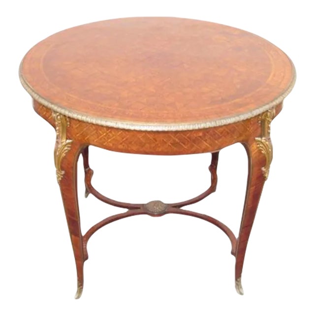 Antique French Parquetry Gueridon Table Signed F. Linke For Sale