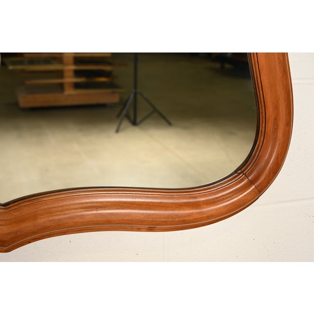 Wood Romweber Style French Provincial Louis XV Carved Fruitwood Wall Mirror, 1950s For Sale - Image 7 of 10