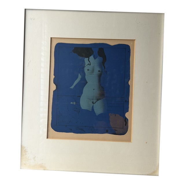 Paul Wunderlich, Torso sur une pierre bleue, Nude, Original Lithograph, 1972, Framed For Sale