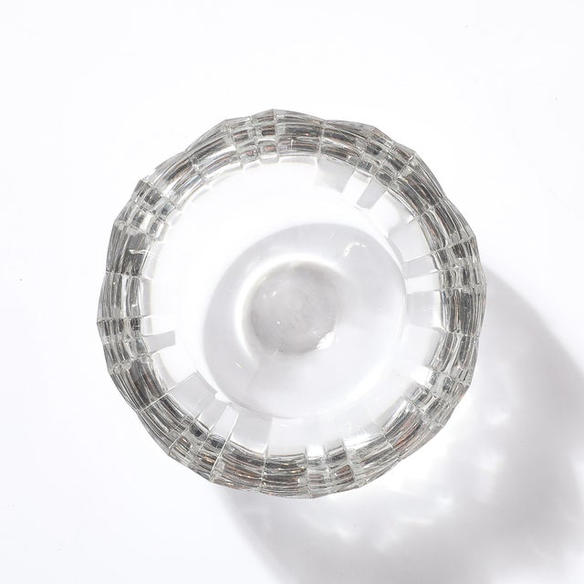 Mid-Century Crystal Ashtray With Crenelated Angular Motif Signed Rosenthal For Sale - Image 9 of 14