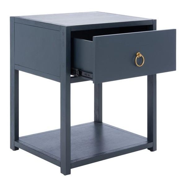 Navy Blue Yudi 1 Drawer 1 Shelf Nightstand - Navy For Sale - Image 8 of 10