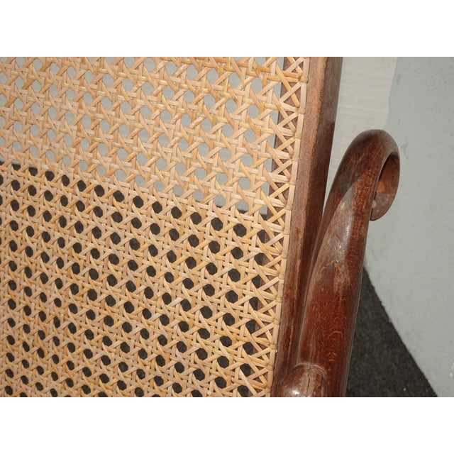 1970s Vintage Country Style Bentwood Thonet Style Rocking Chair W New Cane For Sale - Image 5 of 16