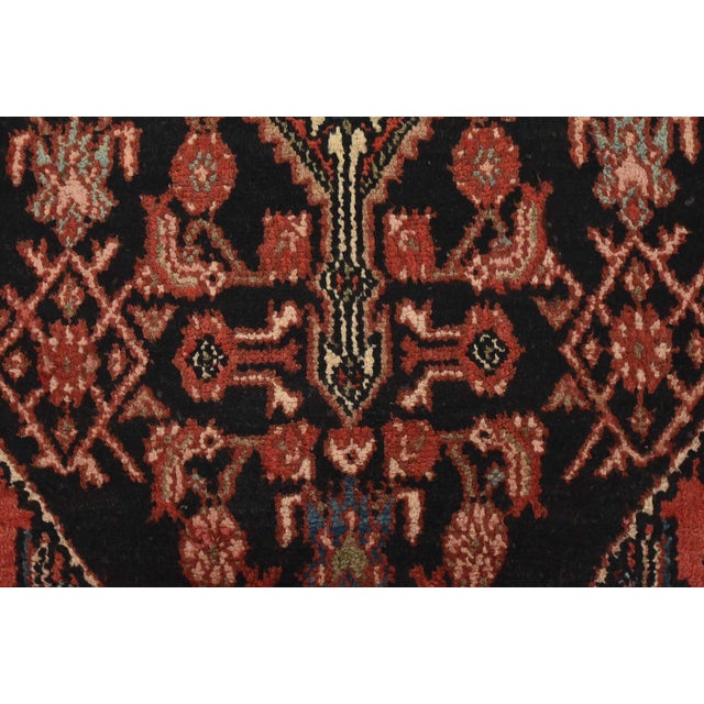 Hamedan Runner 3'6'' X 10' Black Wool Vintage Tribal Hand-Knotted Oriental Rug For Sale - Image 11 of 15