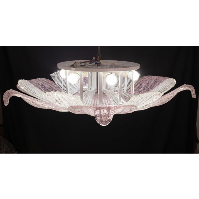 Pink Large Vintage 1980s Murano Glass Ceiling Lamp Pink For Sale - Image 8 of 12
